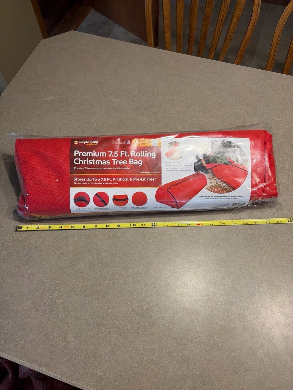 7.5 Feet  Artificial Christmas Tree Storage Bag With Casters - Red